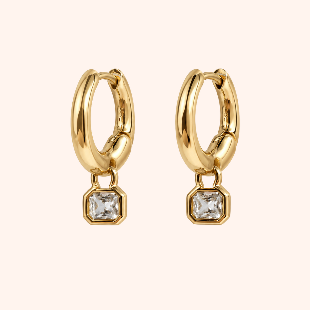 Cubic Zirconia Charm Huggie Hoops