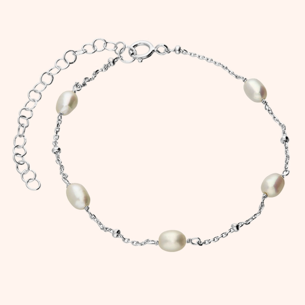 Silver or Gold Freshwater Pearls Bracelet