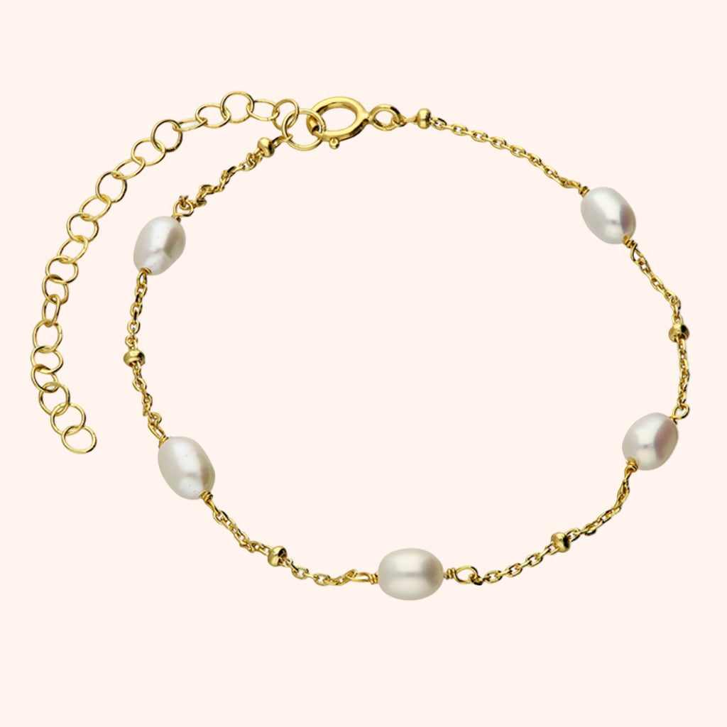 Silver or Gold Freshwater Pearls Bracelet