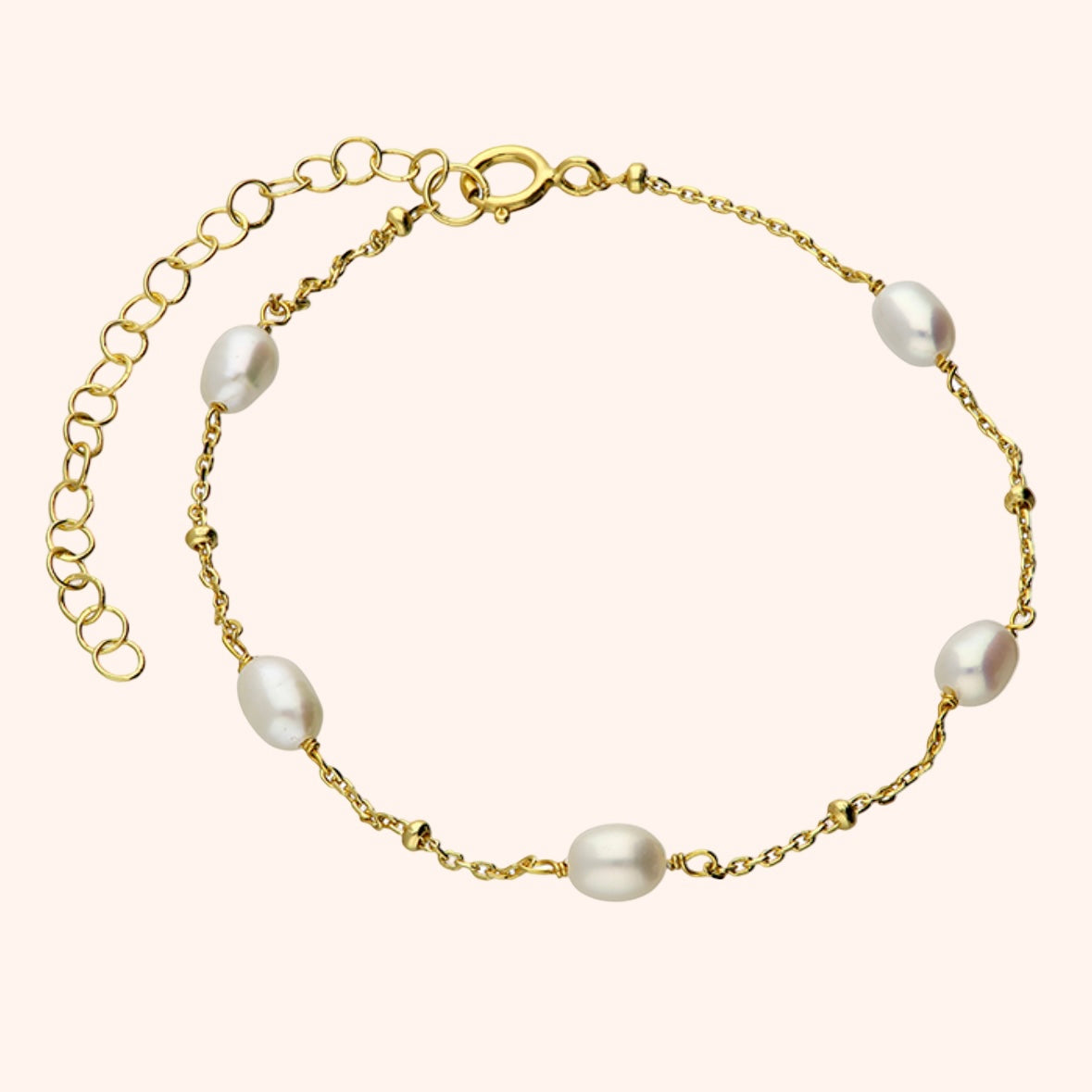 Silver or Gold Freshwater Pearls Bracelet
