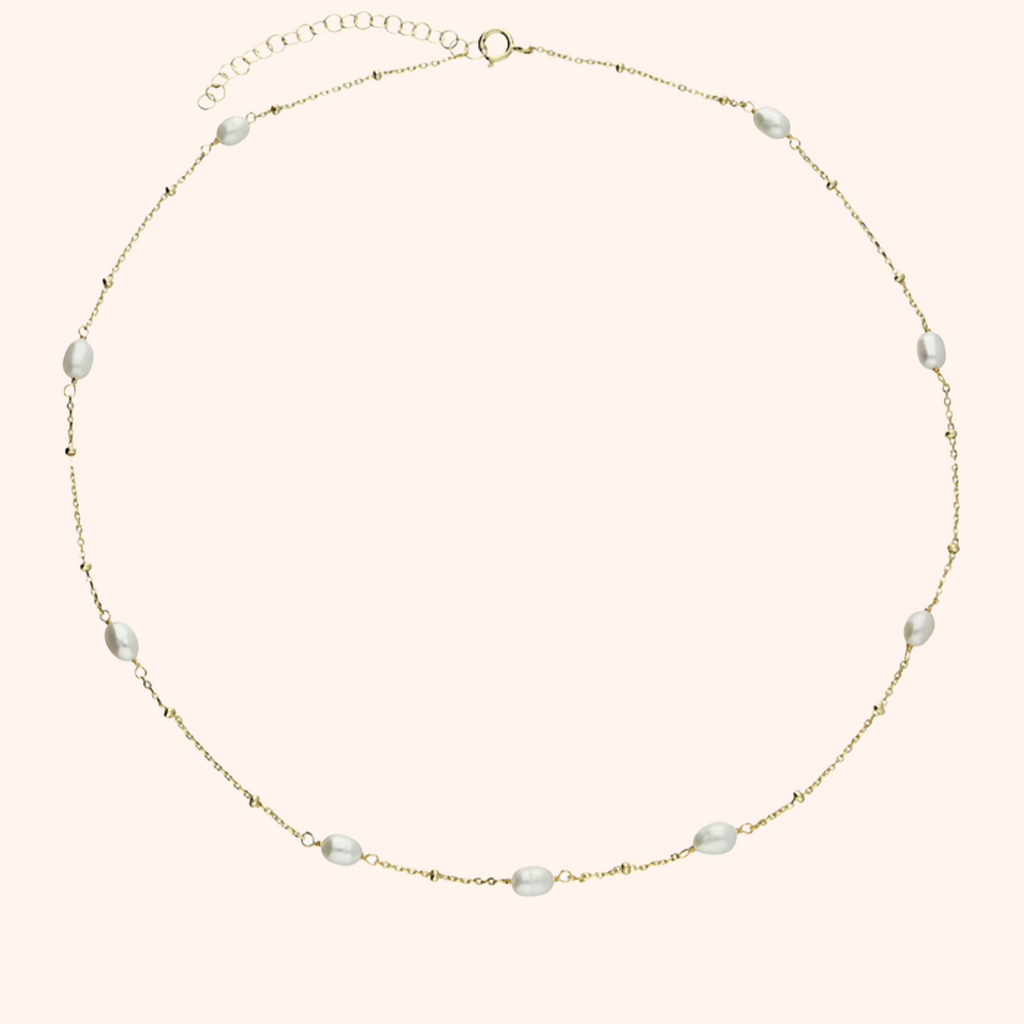 Silver or Gold Freshwater Pearls Necklace