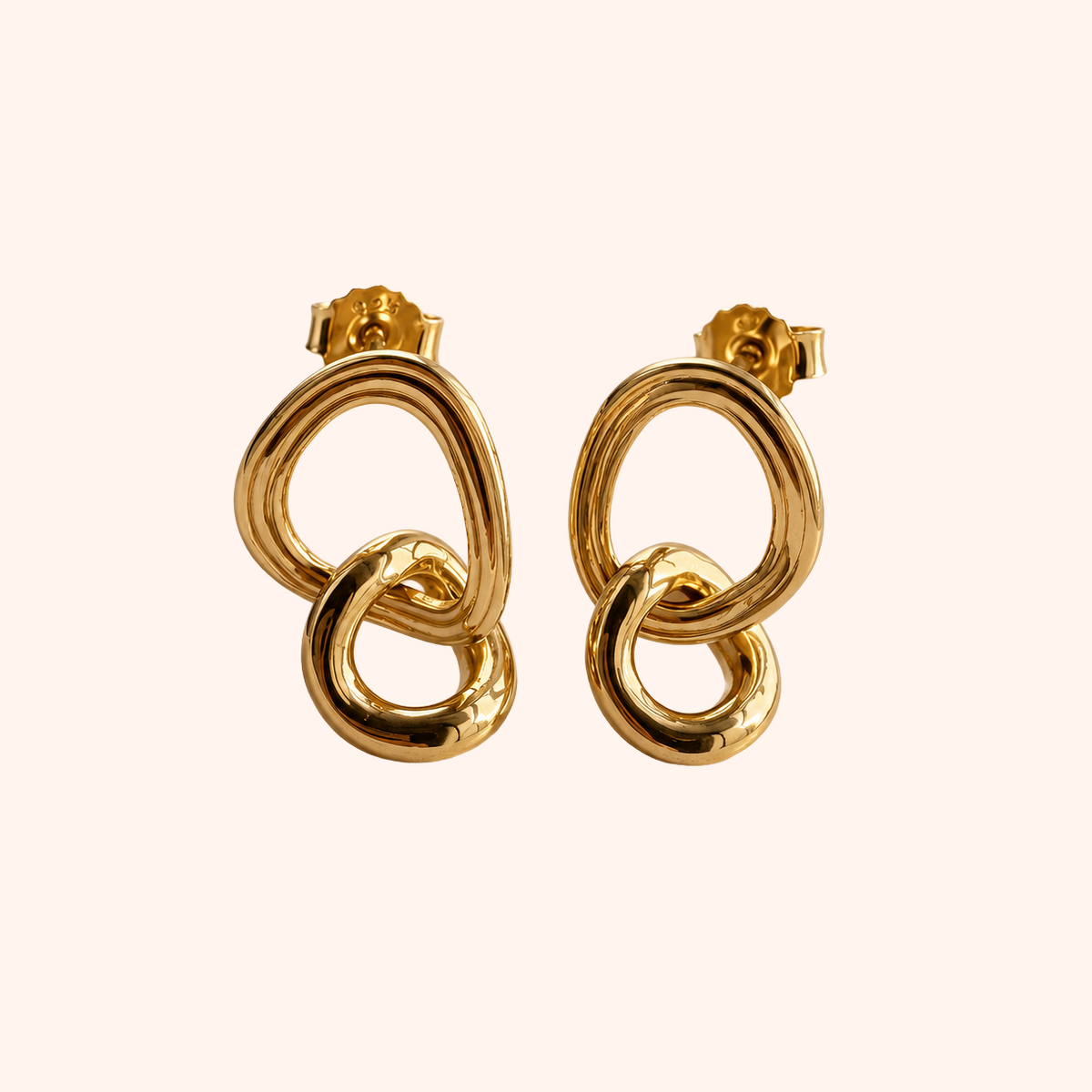 Gold plated interlocking link earrings