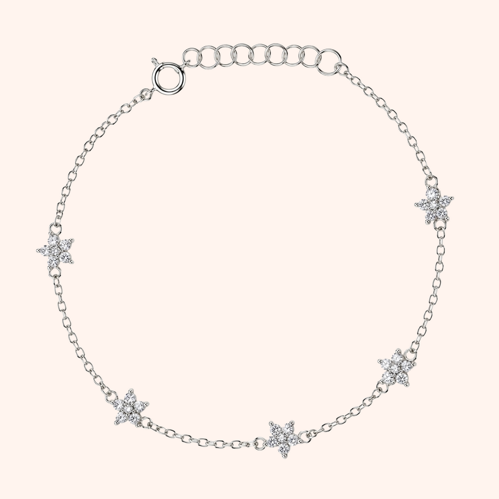 Cubic Zirconia Flowers Bracelet