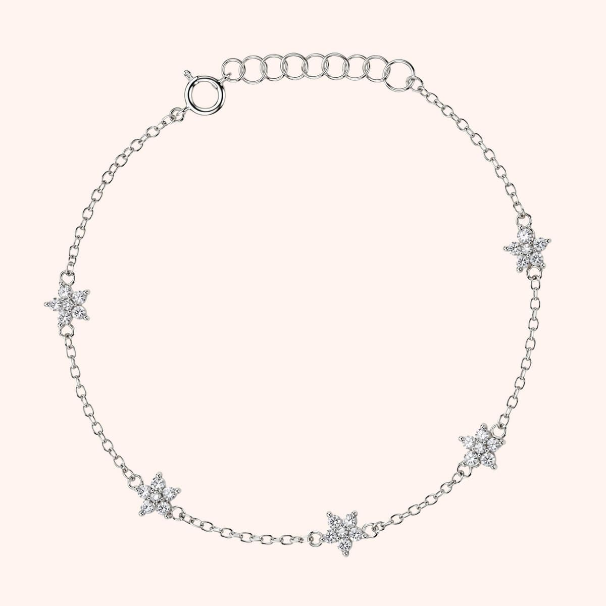 Cubic Zirconia Flowers Bracelet
