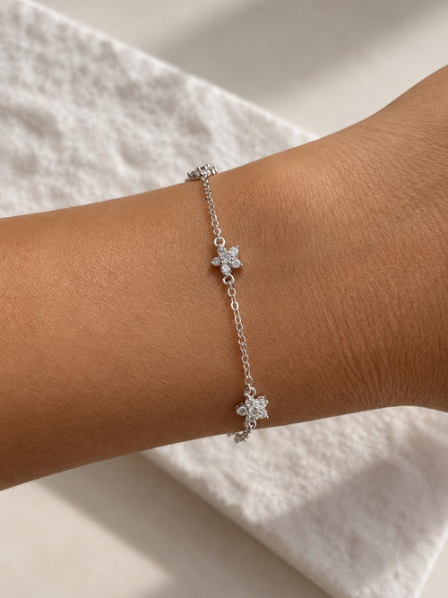 Cubic Zirconia Flowers Bracelet