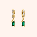 Emerald Baguette Huggie Hoops