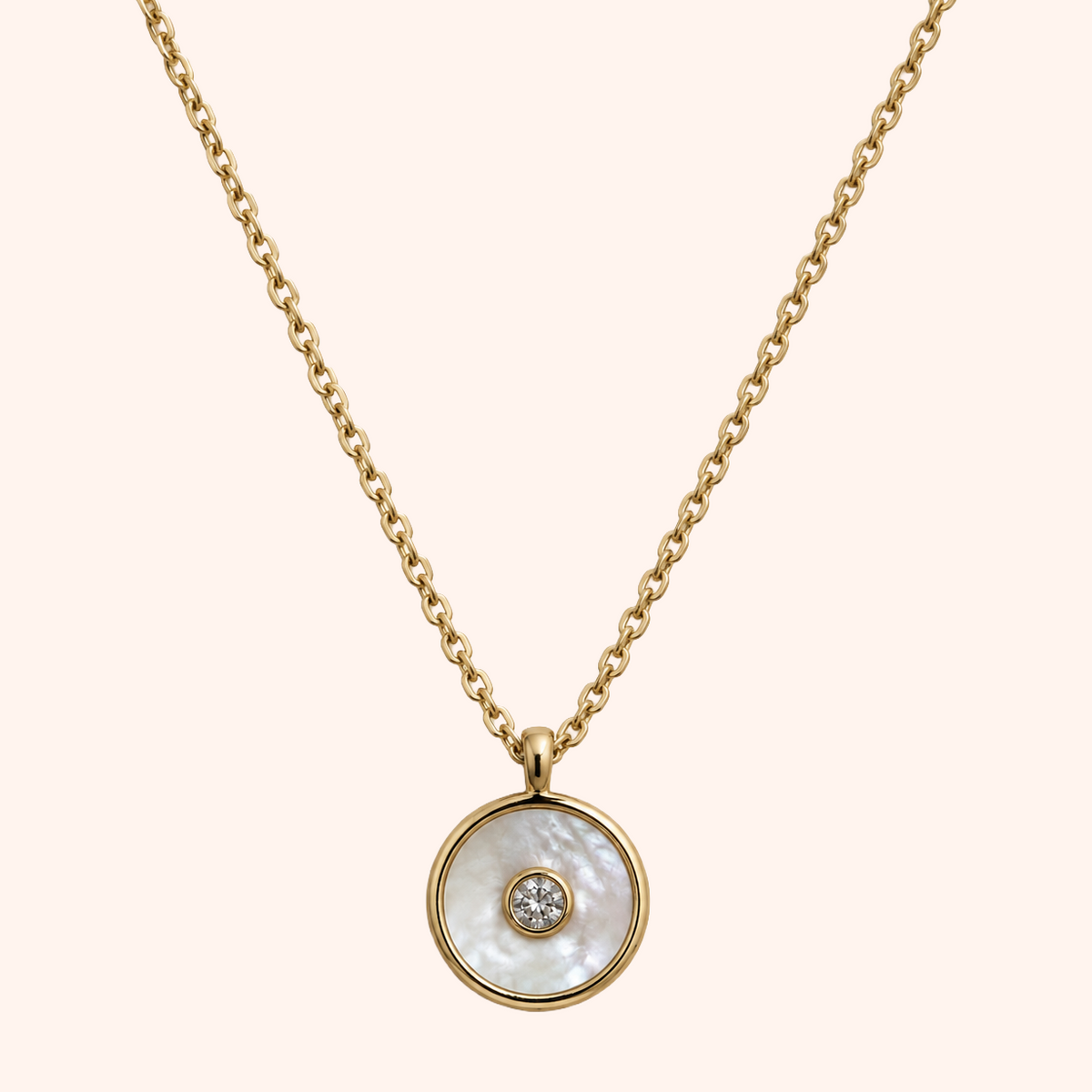 Mother of Pearl Disc Pendant Necklace