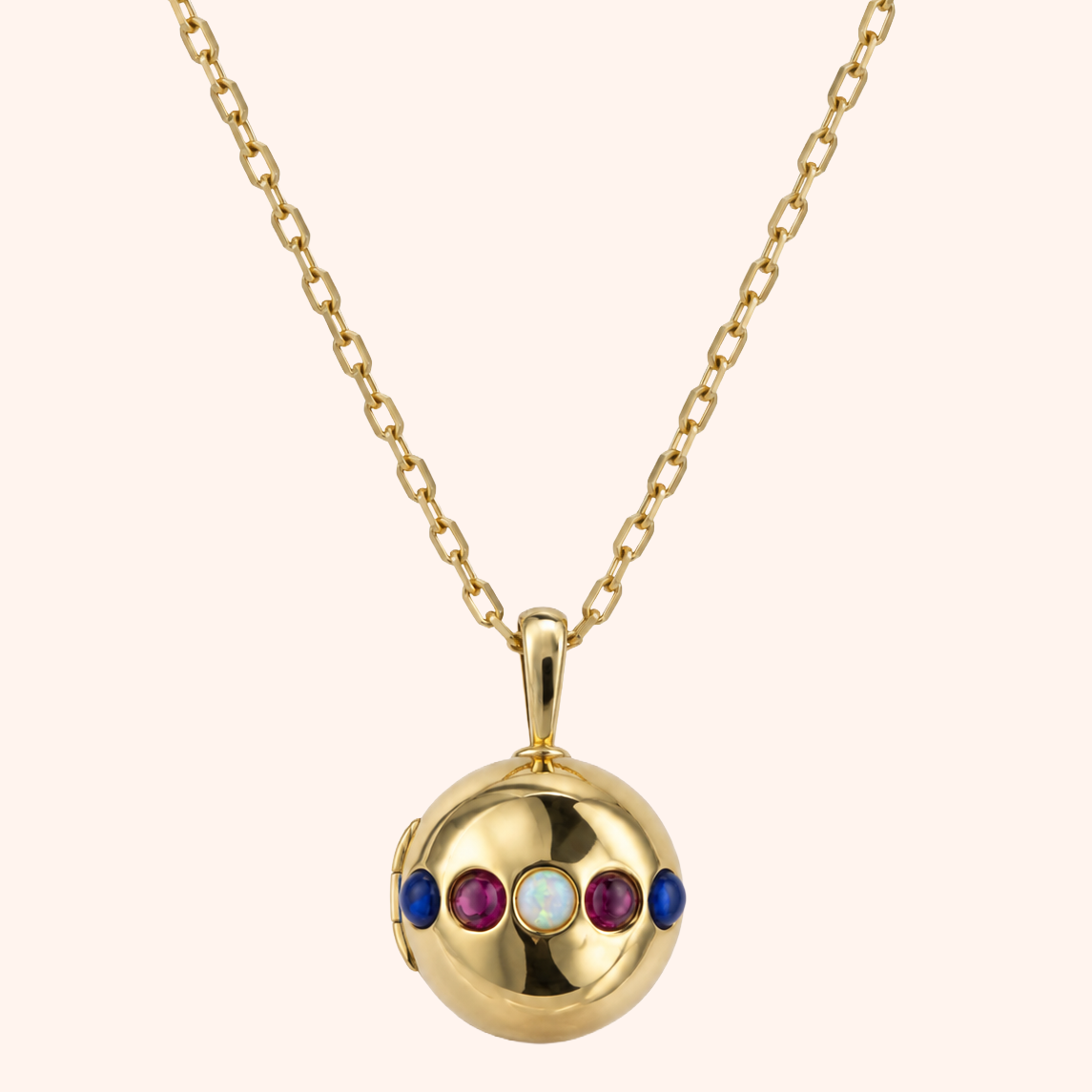 Gemstone Cluster Locket Necklace