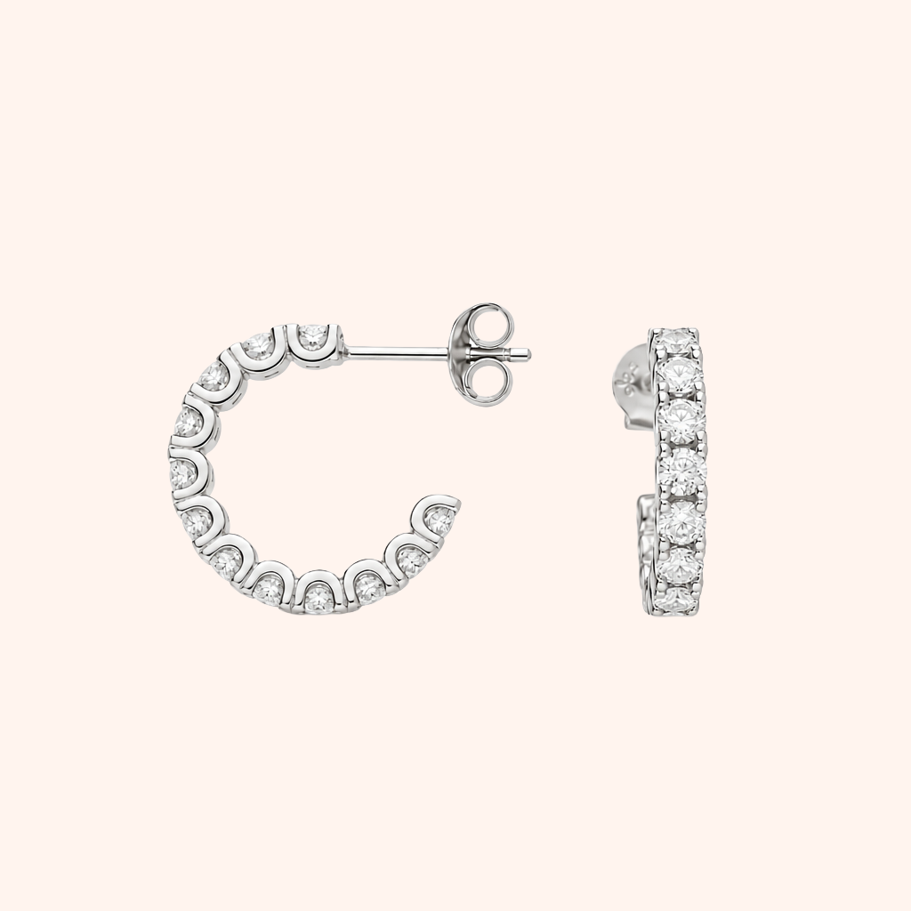 Cubic Zirconia Half Hoops