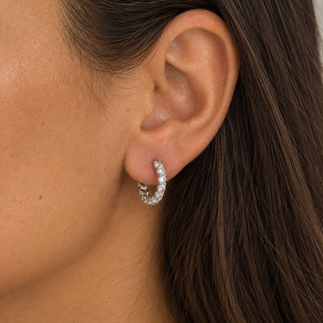 Cubic Zirconia Half Hoops